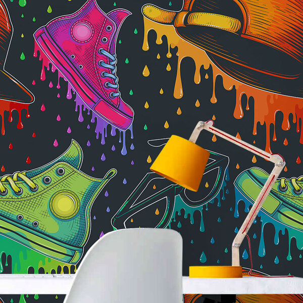 Papel De Parede Tênis Cores Intensas-60x300cm
