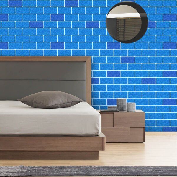 Papel De Parede Tijolo Curved Azul - 0 50 X 2 50 Metros