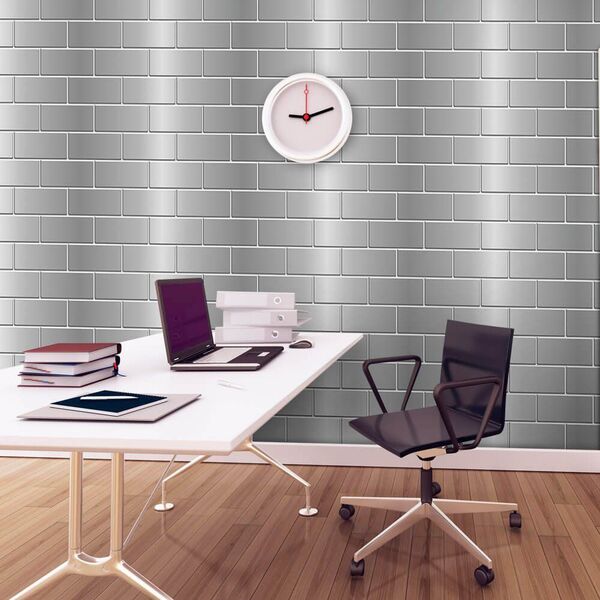 Papel De Parede Tijolo Metálico  - 0 50 X 3 00 Metros