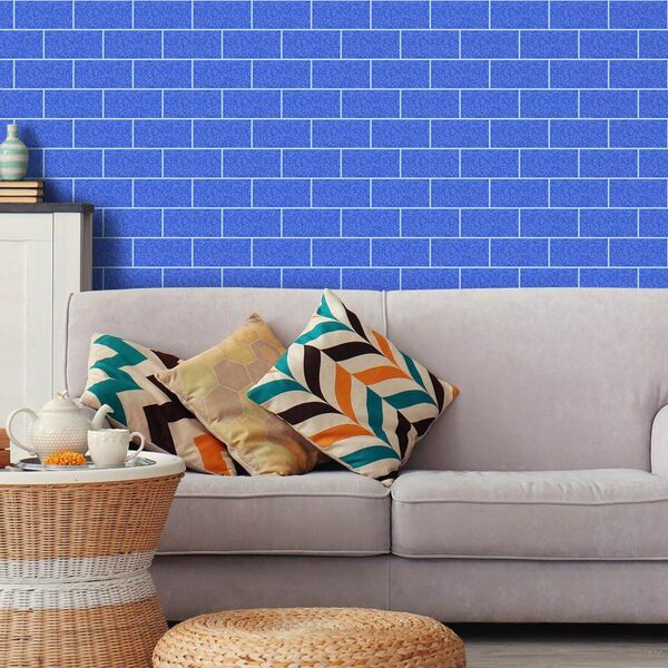 Papel De Parede Tijolo Ret Azul - 0 50 X 2 50 Metros