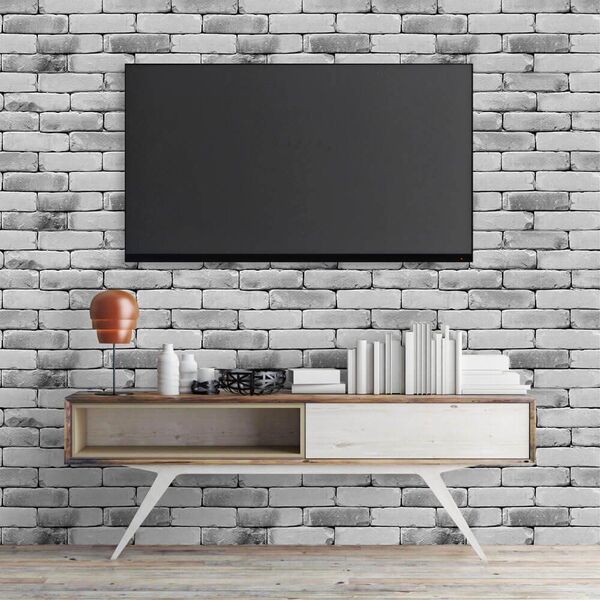 Papel De Parede Tijolos Cimento - 0 50 X 3 00 Metros