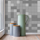 Papel De Parede Tons De Cinza Azulejo Lavável Pastilhas