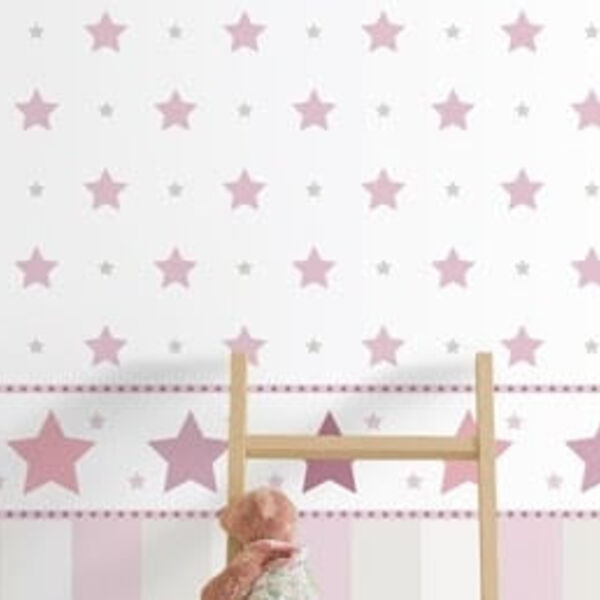 Papel De Parede Treboli Estrelas Rosas 5842 - Rolo: 10m X 0,5