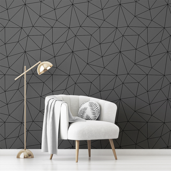 Papel De Parede Triângulos Cinza Escuro Auto Colante 9m