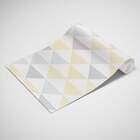 Papel De Parede Triângulos Tons De Amarelo E Cinza-60x300cm