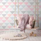 Papel De Parede Triângulos Tons De Rosa E Cinza-60x300cm