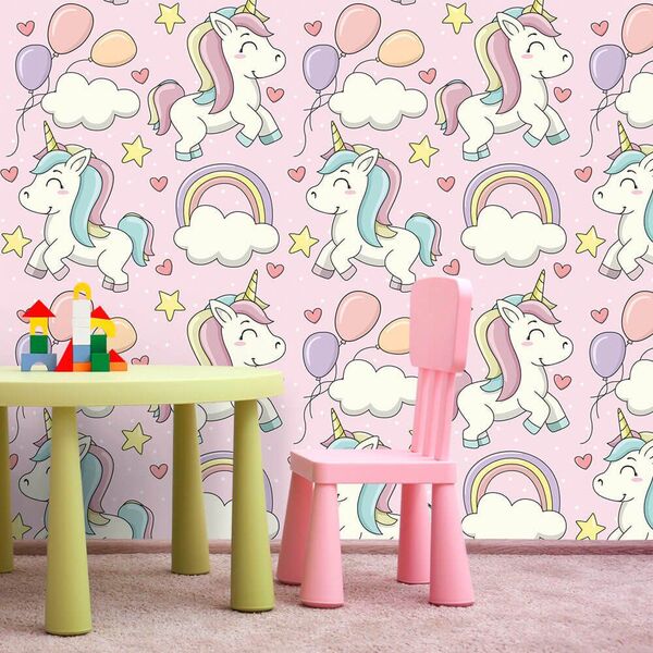 Papel De Parede Unicórnios Fofos  - 0 50 X 2 50 Metros