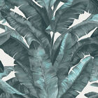 Papel De Parede Unique Un5001 Folhas Azul Com Branco- Rolo Fe