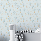 Papel De Parede Ursinho Infantil Lavavel Balões Azul Quarto M