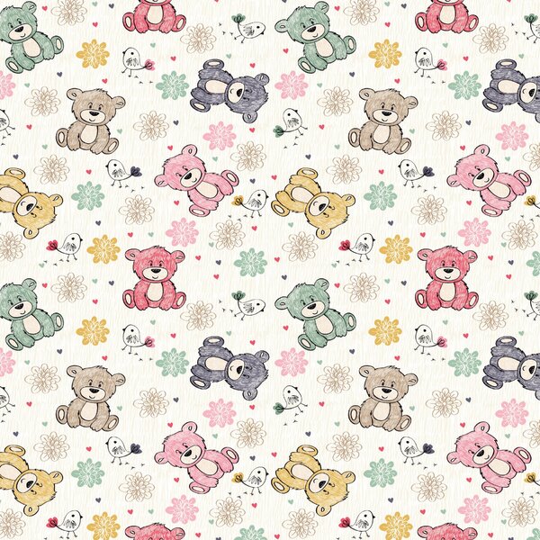 Papel De Parede Ursos Coloridos Infantil 2,70x0,57m