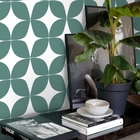 Papel De Parede Verde Estampado Geométrico Mosaico Sala 4m²