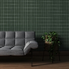 Papel De Parede Verde Importado Estilo Grid Quarto Sala 4m²