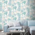 Papel De Parede Verde Nonwoven Francês Geométrico 4m²