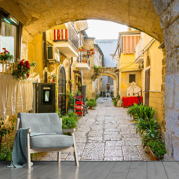 Papel De Parede Vilarejo Viagem Itália Sala Painel - 349pcp