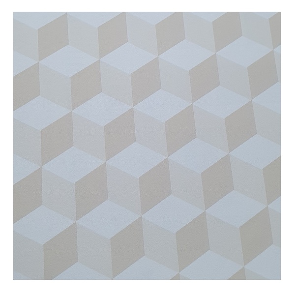 Papel De Parede Vinílico 3d Geométrico Bege 0,53x10m