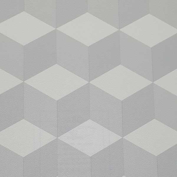 Papel De Parede Vinílico 3d Geométrico Cinza 0,53x10m
