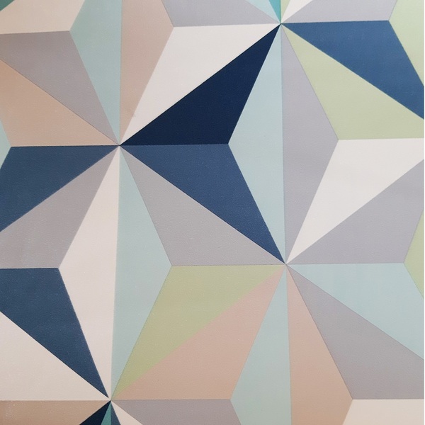 Papel De Parede Vinílico 3d Geométrico Colorido 0,53x10m