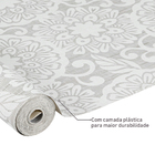 Papel de Parede Vinílico Arabesco Circulo Cinza 52cmx9,5m