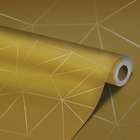 Papel De Parede Vinilico Autocolante Triangular Gold 9m