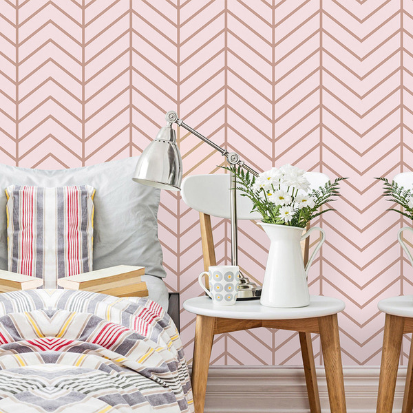 Papel de Parede Vinílico Cubic Ramos Rosé 0,53x10m