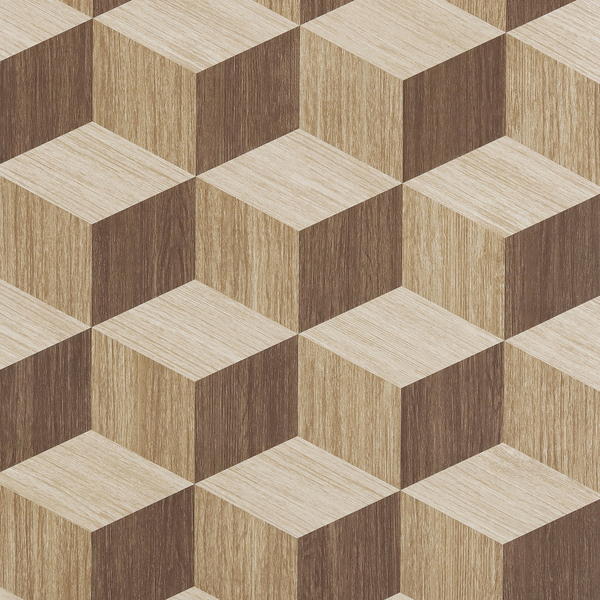 Papel de Parede Vinílico Degraus Marrom e Bege 52cmx9,5m