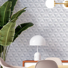 Papel De Parede Vinílico Efeito Gesso 3d Branco Geométrico Au