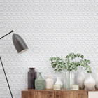 Papel De Parede Vinílico Efeito Gesso 3d Branco Geométrico Au