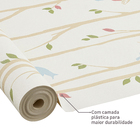 Papel de Parede Vinílico Floresta Bege e Verde 52cmx9,5m