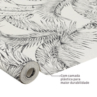 Papel de Parede Vinílico Folhagem Nanquim Preto e Bege 52cmx9,5m
