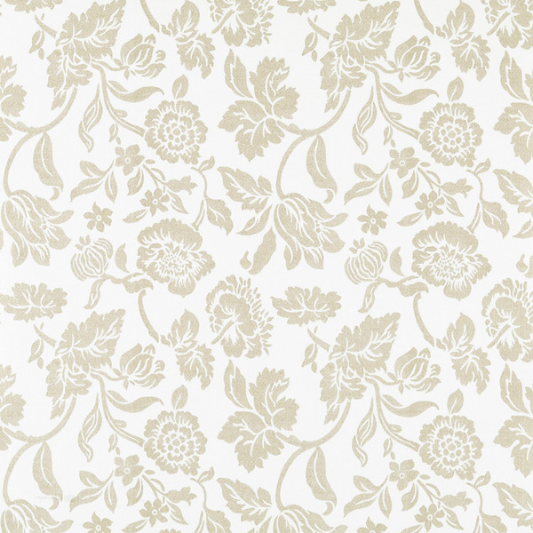 Papel de Parede Vinílico Folhas e Flores Creme 0,52x10m