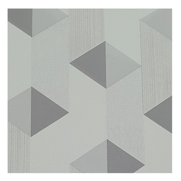 Papel De Parede Vinílico Geométrico Cinza/amarelo 0,53x10m