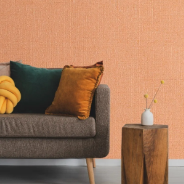 Papel De Parede Vinílico Importado 9,5mX53cm - Linho Laranja