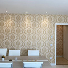 Papel De Parede Vinilico Lavavel Arabescos Dourado Creme 10m