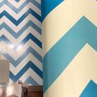Papel De Parede Vinílico Lavável Chevron Azul E Branco