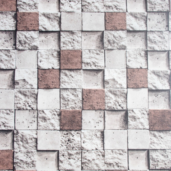 Papel De Parede Vinilico Lavavel Pedras Quadriculadas 3d 10m