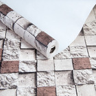 Papel De Parede Vinilico Lavavel Pedras Quadriculadas 3d 10m