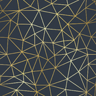 Papel De Parede Vinilico Liso Azul Oxford Linhas Gold 12m