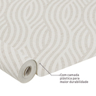 Papel de Parede Vinílico Ondas Listradas Bege 52cmx9,5m