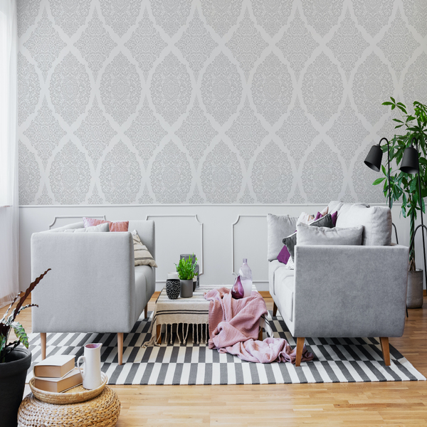 Papel de Parede Vinílico Oxford Prata 0,53x10m