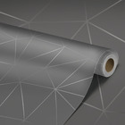 Papel De Parede Vinilico Pirâmides Cinza Escuro Lavável 6m