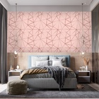 Papel De Parede Vinilico Rosa Bebê Fio Rosé Geométrico 6m