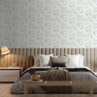 Papel de Parede Vinílico Rosas Azul e Bege 0,53x9,50m