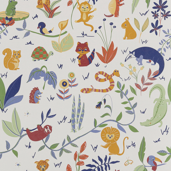 Papel de Parede Vinílico Selva Color Vermelho e Azul 52cmx9,5m