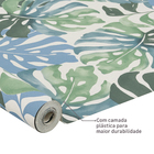 Papel de Parede Vinílico Tropical Aquarelado Verde e Azul 52cmx9,5m