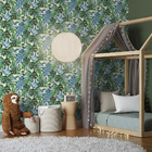 Papel De Parede Vinílico Tropical Aquarelado 52x950cm Verde e Azul