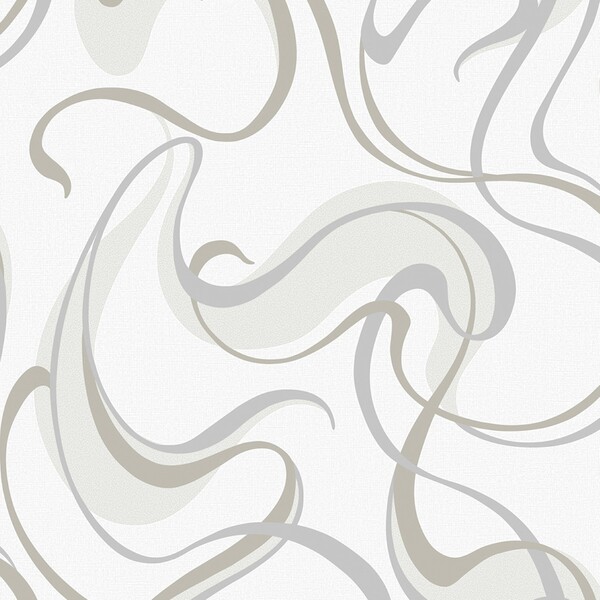 Papel de Parede Vinílico Unique Cinza e Branco Metalizado Abstrato 10x0,53m Wiler-K