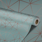 Papel De Parede Vinilico Verde-água Geométrico Colante  15m