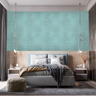 Papel De Parede Vinilico Verde-água Geométrico Colante  6m