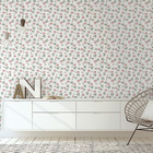 Papel de Parede Vinilizado Folhas e Flores Rosa 0,52x10m