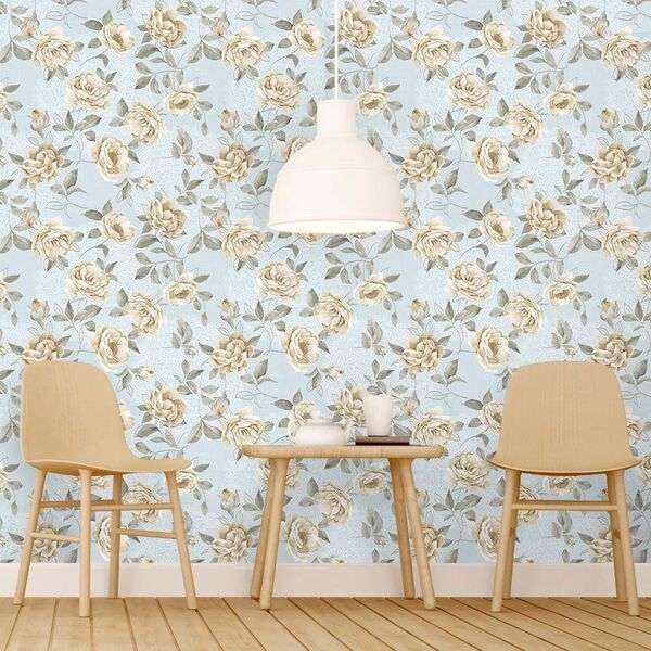 Papel De Parede Vintage White Roses - 0 50 X 2 50 Metros